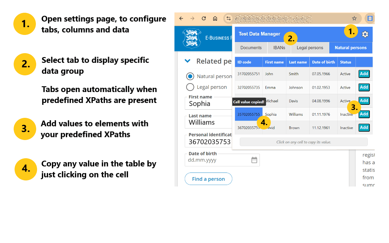 Test Data Manager - Chrome extension for Data Management
